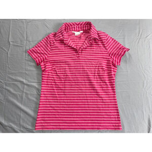 Nike Golf Dri-Fit Short Sleeve Polo Shirt. Pink Stripe, Women's M. EUC!!